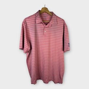 Johnnie O Mens size XL Striped Pink Blue Polo Short Sleeve Shirt Golf Club